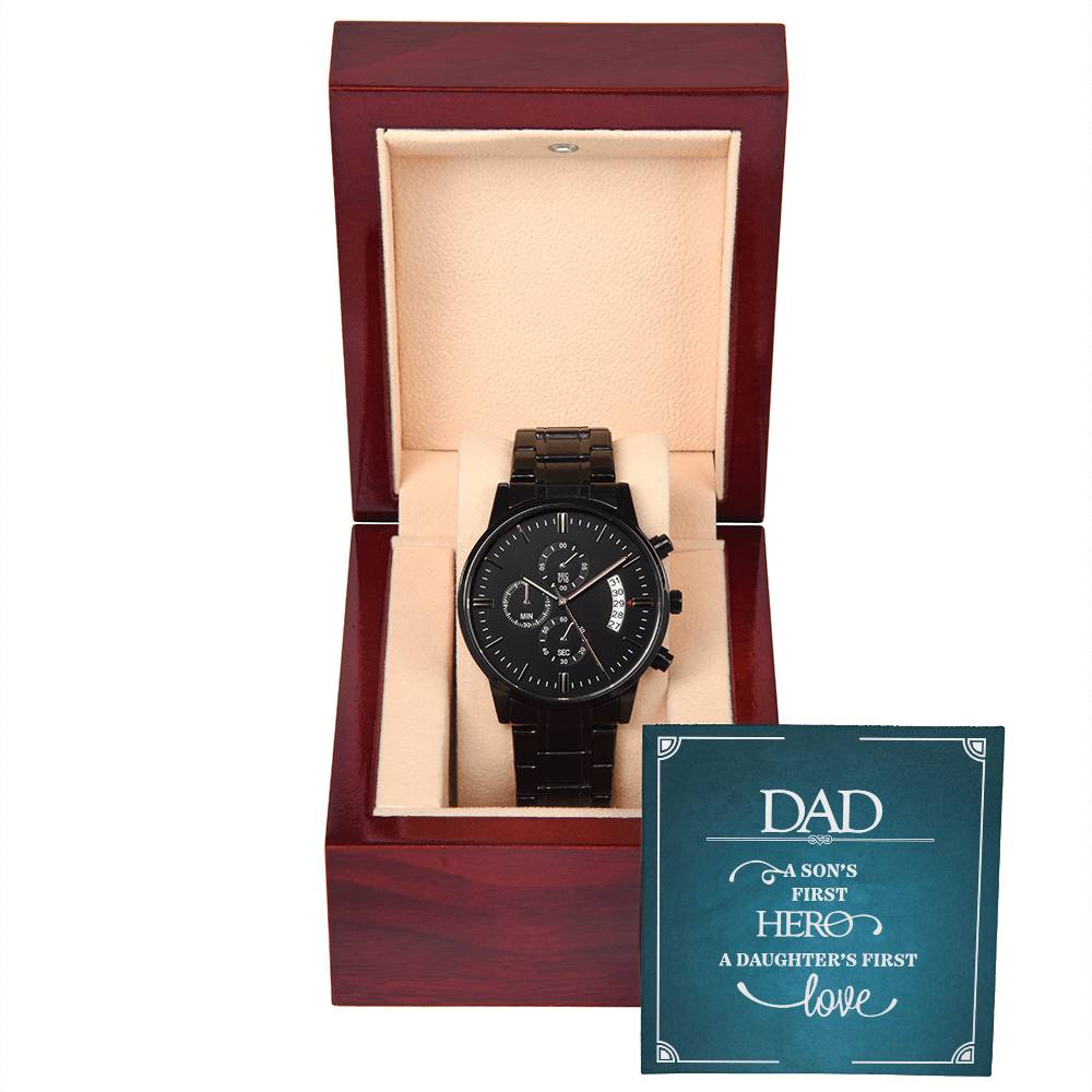 A Son's First Hero – Black Chronograph Watch
