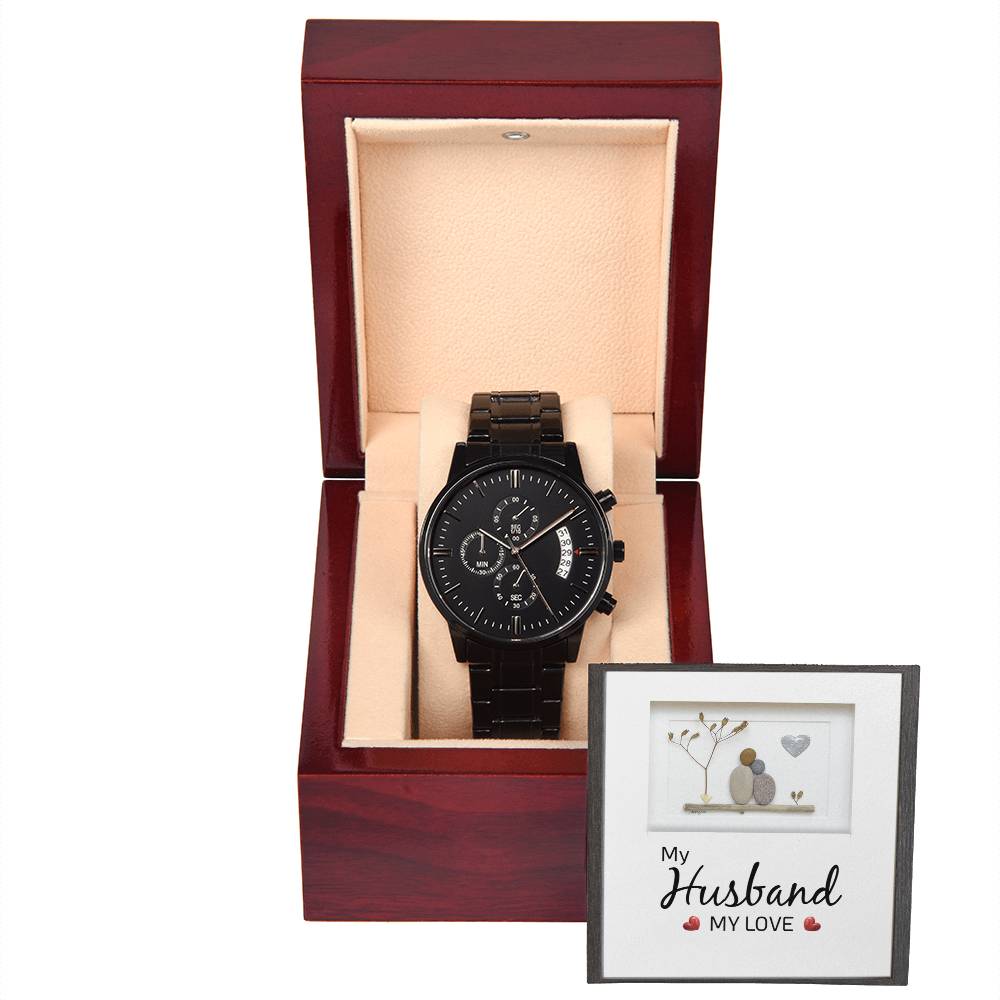 My Husband My Love – Black Chronograph Watch