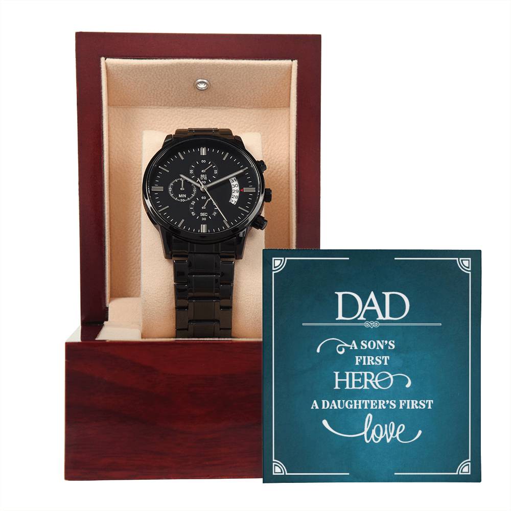 A Son's First Hero – Black Chronograph Watch