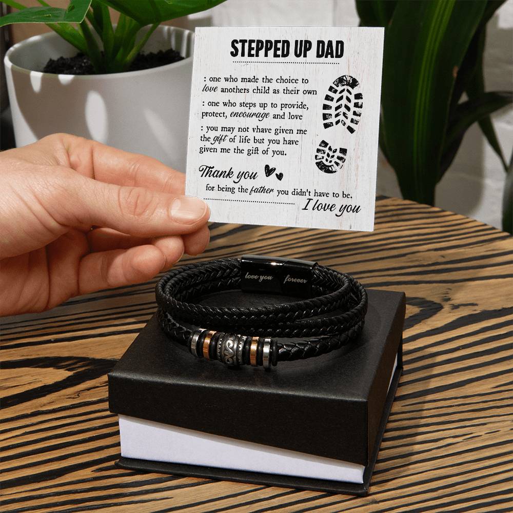 stepdad gift bracelet with heartfelt message and gift box for special occasions
