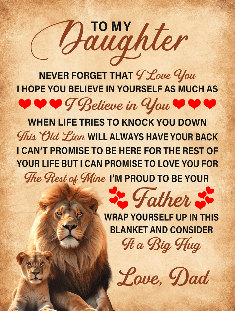 To My Daughter This Old Lion – Sherpa Fleece Blanket